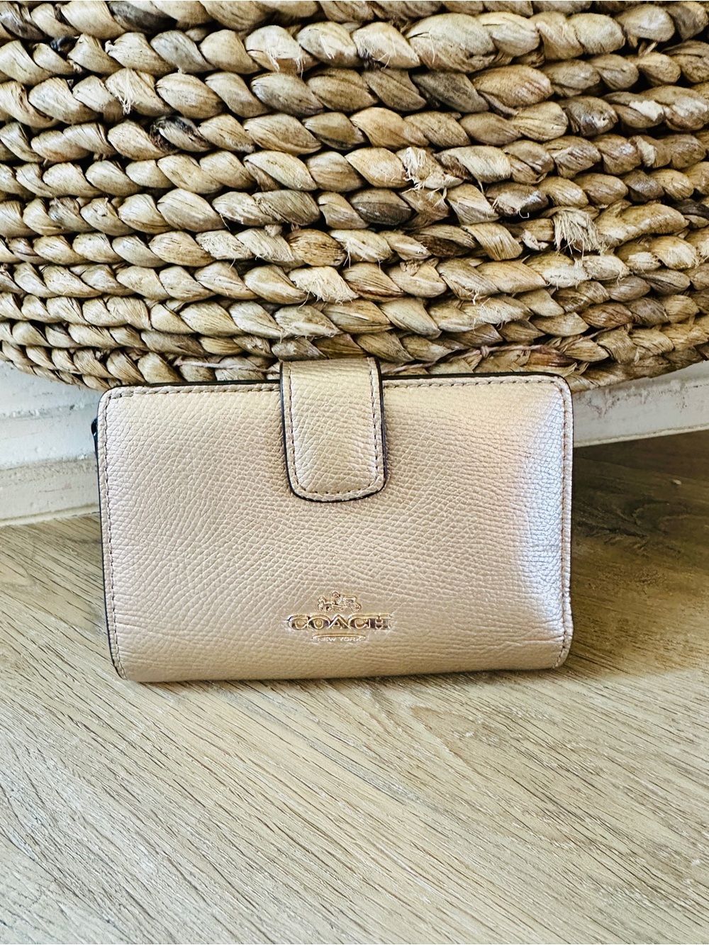 Coach Metallic Gold Medium Leather Zip Wallet